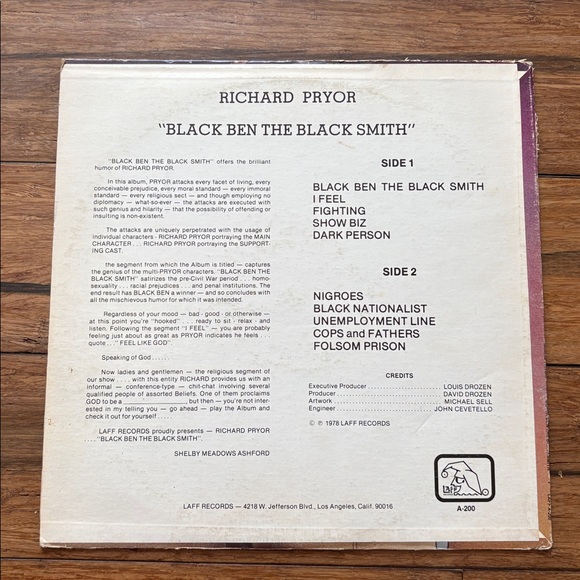 Richard Pryor -“Black Ben The Black Smith”Vinyl LP - Picture 2 of 5
